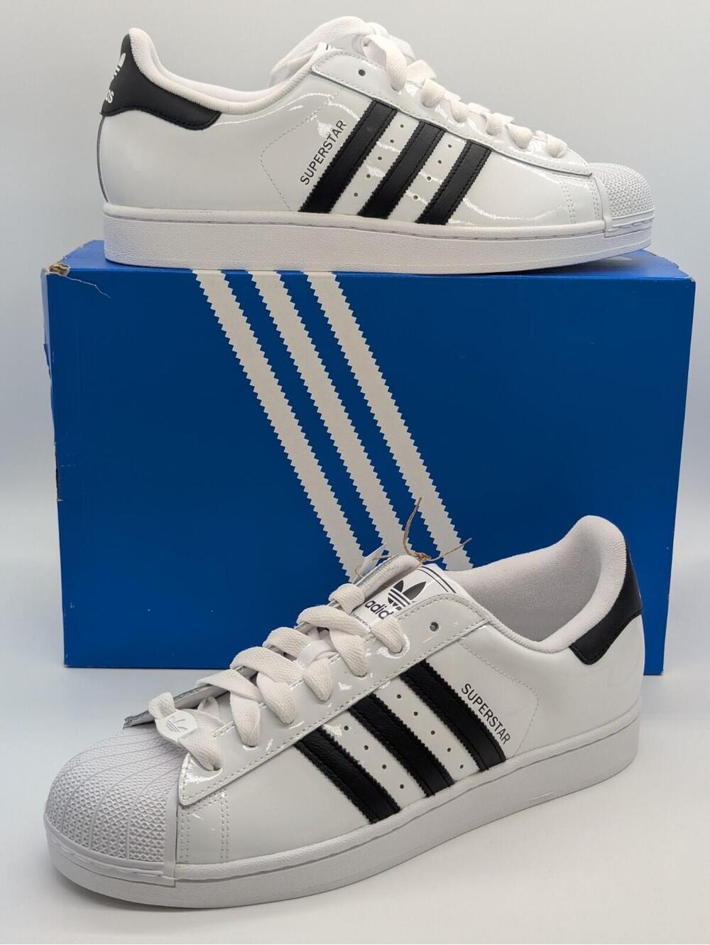 Adidas Originals Superstar II White Black JR7312 Patent Shoes Mens Size 13 New